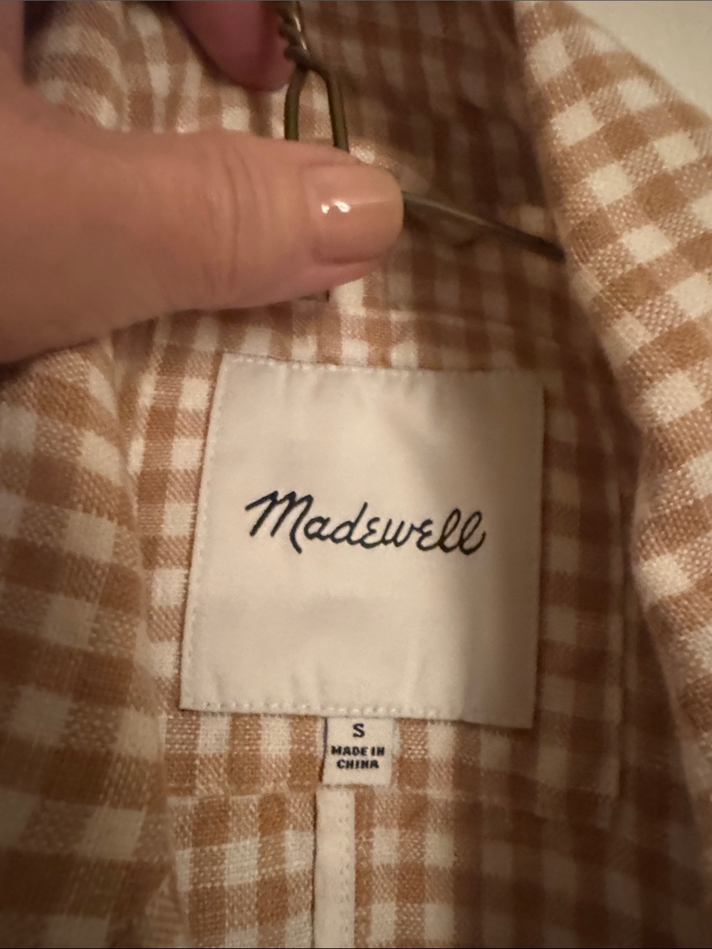 Madewell Tan & White Gingham Blazer - Picture 3 of 9